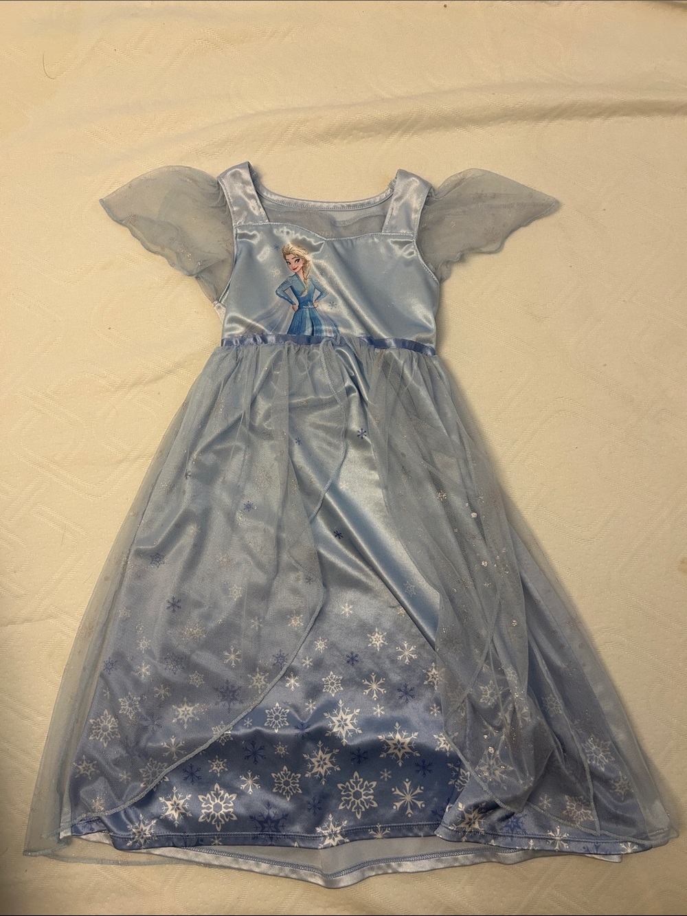 Girls Light Blue Snowflake Elsa Frozen Nightgown with Princess Graphic